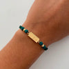 Pulsera tejida Dolar bolas diamantadas 4mm Hilo verde Oro amarillo 18k 0,95 Gr