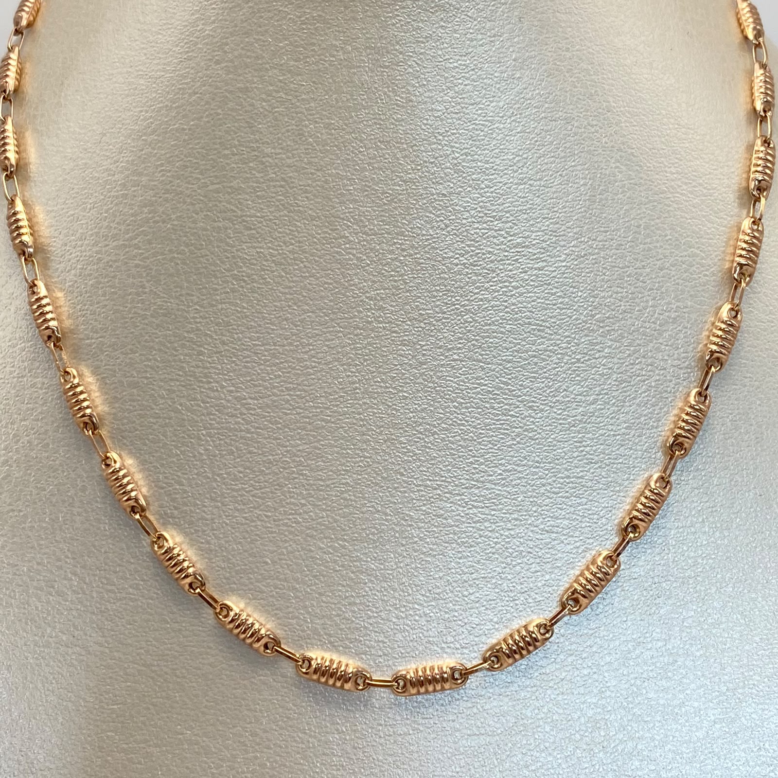 Cadena Rustica Barriles Oro rosa 6,55 Gr / 3,0 mm / 60 Cm Broche 0,40
