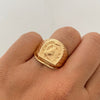 Anillo herradura con diamantado  Oro amarillo 18k / Talla 10 1/4 / 3,45 Gr