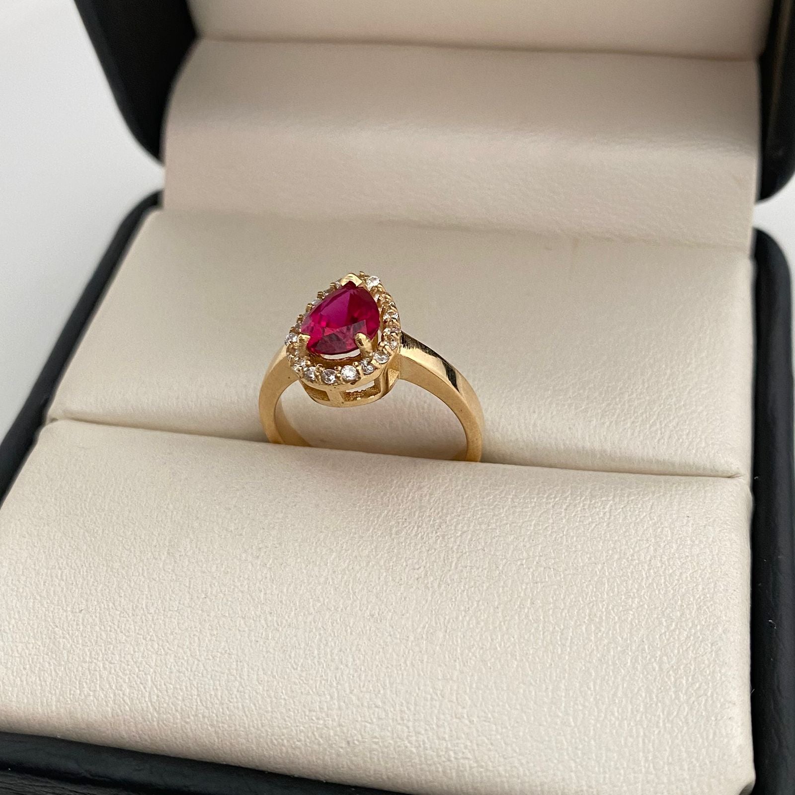 Anillo Circon Gota (por fabricacion) Oro amarillo 18k / Talla 6 / 4,5 Gr