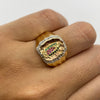 Anillo virgen guadalupe circones multicolor Tres oros 18k / Talla 9 3/4 / 5,10 Gr / 3,22 mm