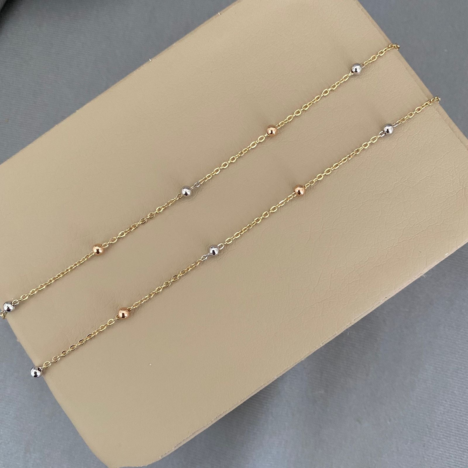 Cadena It aro seguido balines Tres oros 18k +2 / 3,05 Gr / 2,5 mm / 50 Cm