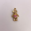 Dije Oso articulado circones blancos corazon fucsia Oro amarillo 18k 4,41 Gr / 13,8 mm / 2,4 Cm