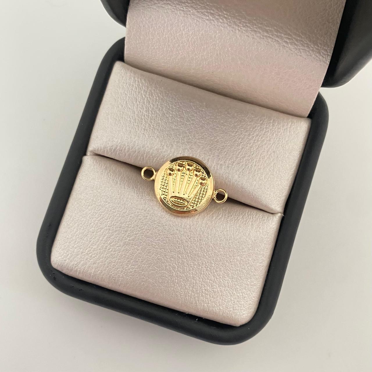 Herraje corona rx fondo punteado Oro amarillo 18k 0,95 Gr / 1,8 Cm