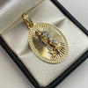Dije Virgen de guadalupe fondo diamantado Oro amarillo y Oro blanco 18k 7,65 Gr / 22,4 mm / 4,1 Cm