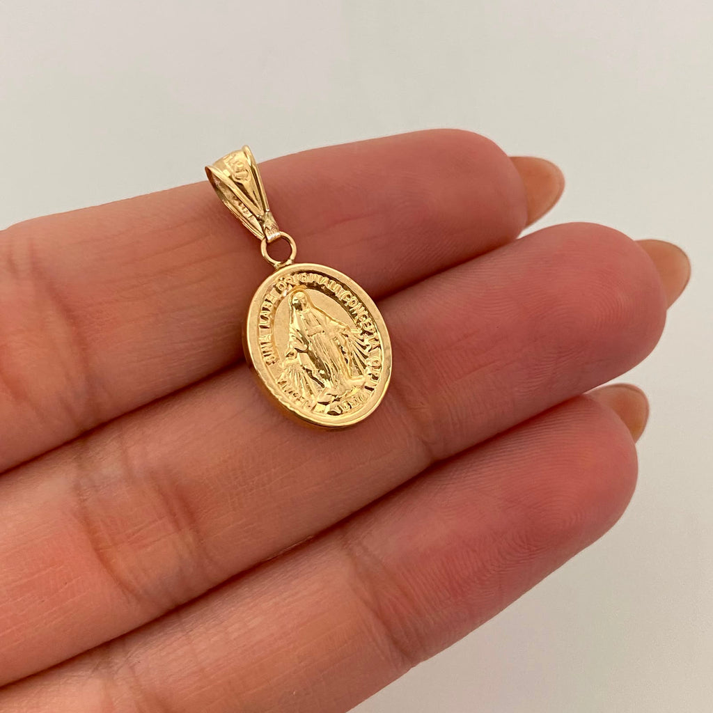 Dije Virgen Milagrosa Oro amarillo 18k 0,55 Gr / 8,3 mm / 1,8 Cm