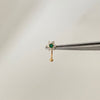 Piercing flor punto circon verde ( joya ) Oro amarillo 18k 0,8 Gr