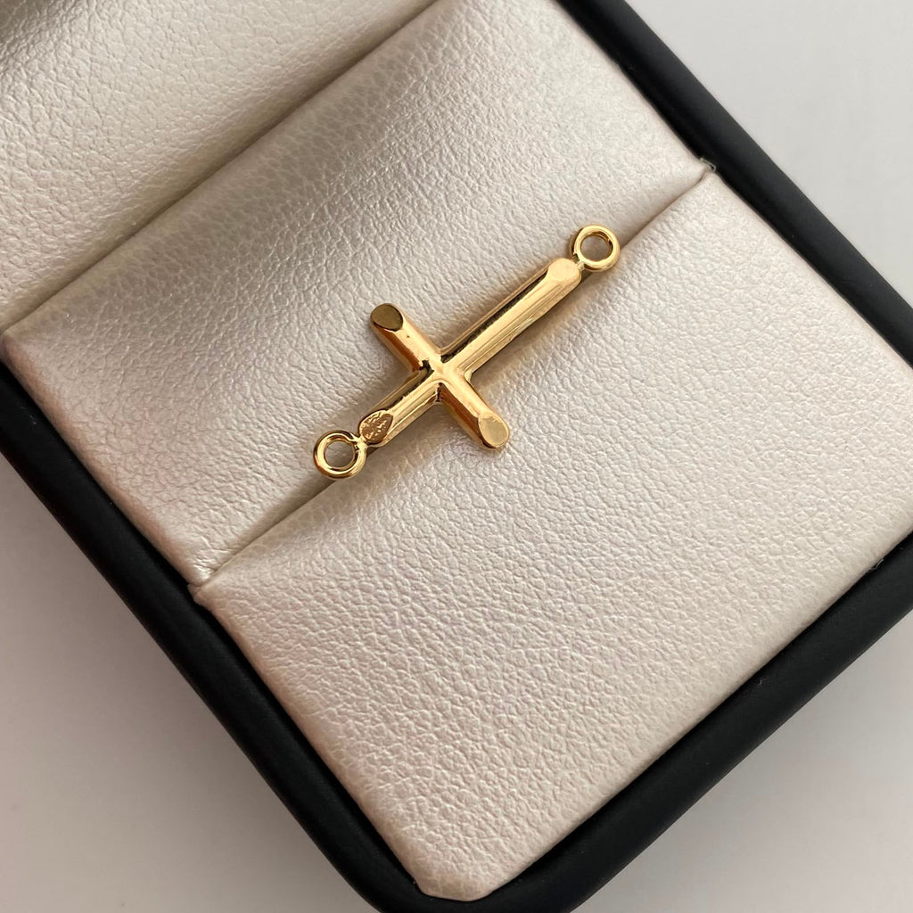 Herraje Cruz Tubular Oro amarillo 18k 0,55 Gr / 2,5 Cm