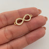 Herraje infinito con circones blancos  Oro amarillo 18k 1,2 Gr / 2 Cm