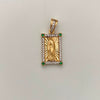 Dije Rectangular Casting Verde y Blanco Virgen de Guadalupe Oro amarillo 18k 3,25 Gr / 11, mm / 2,5 Cm