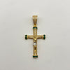 Dije Cruz cristo con circones verdes Oro amarillo y Oro blanco 18k 7,85 Gr / 25,4 mm / 5,5 Cm