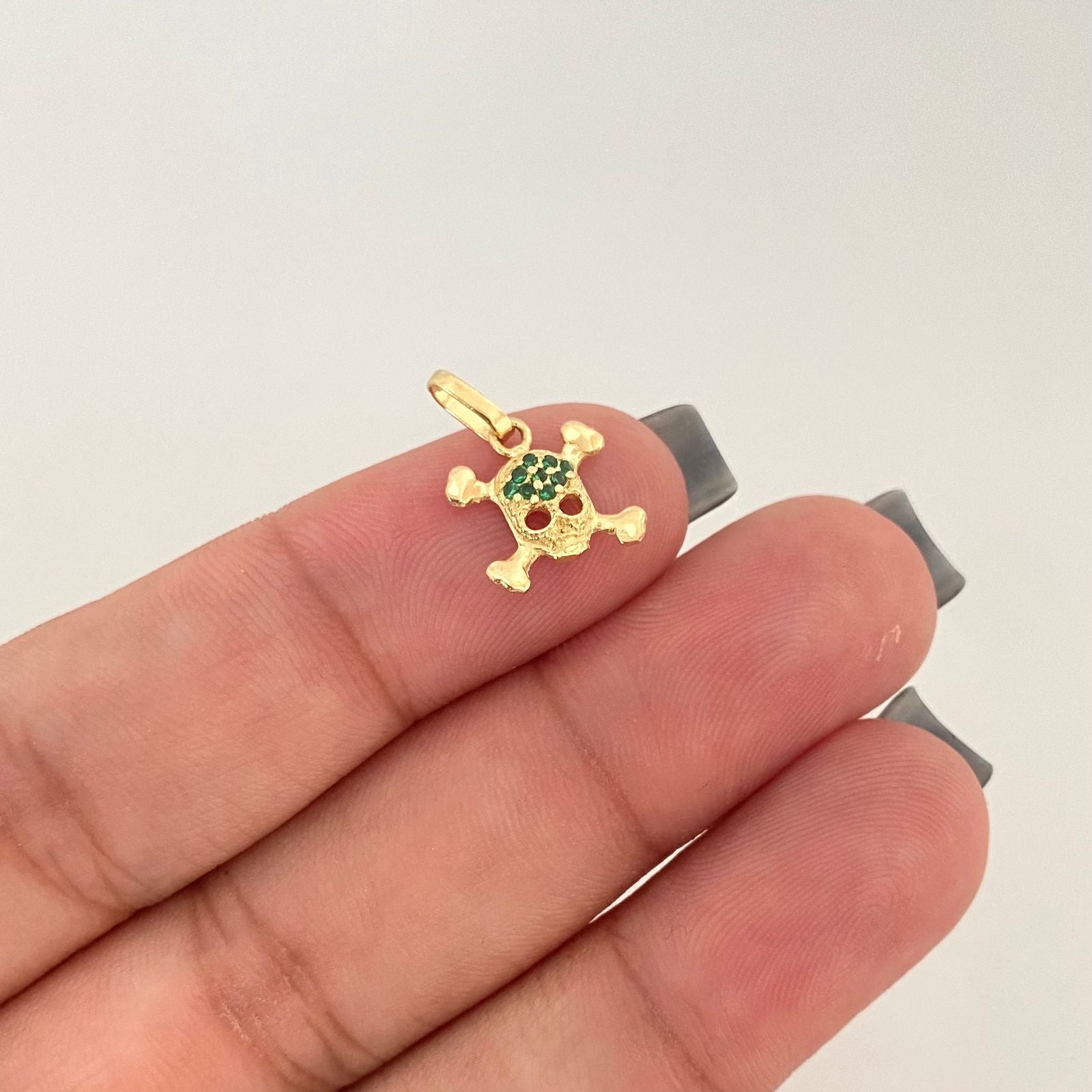 Dije calabera casting verde Oro amarillo 18k 0,8 Gr / 1,8 Cm