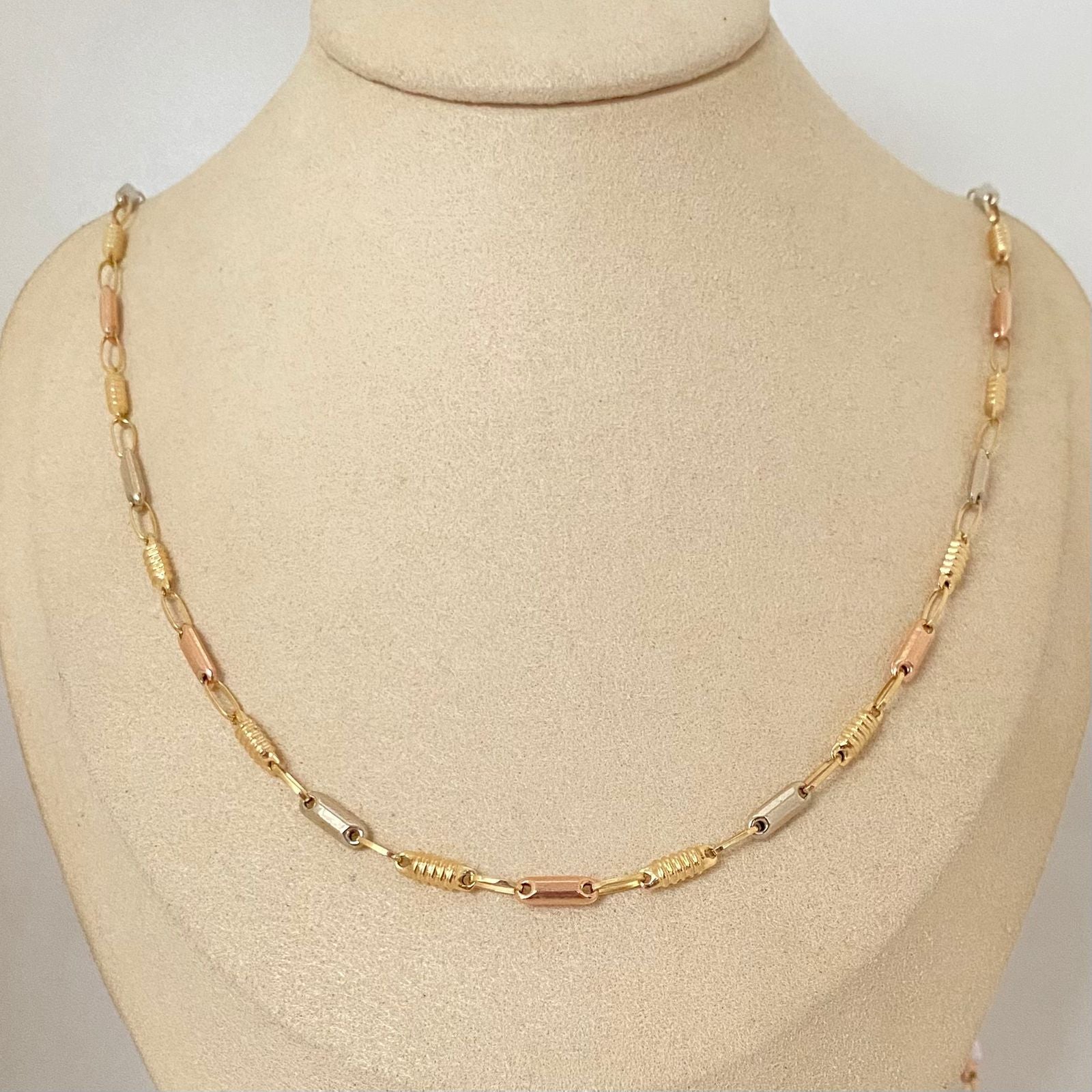 Cadena rustica Oro amarillo y Oro blanco 18k 9,90 Gr / 3,4 mm / 60 Cm Broche 0,60