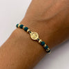 Pulsera tejida Herraje signo peso bolas diamantadas 5mm y 4mm Oro amarillo 18k 1,30 Gr