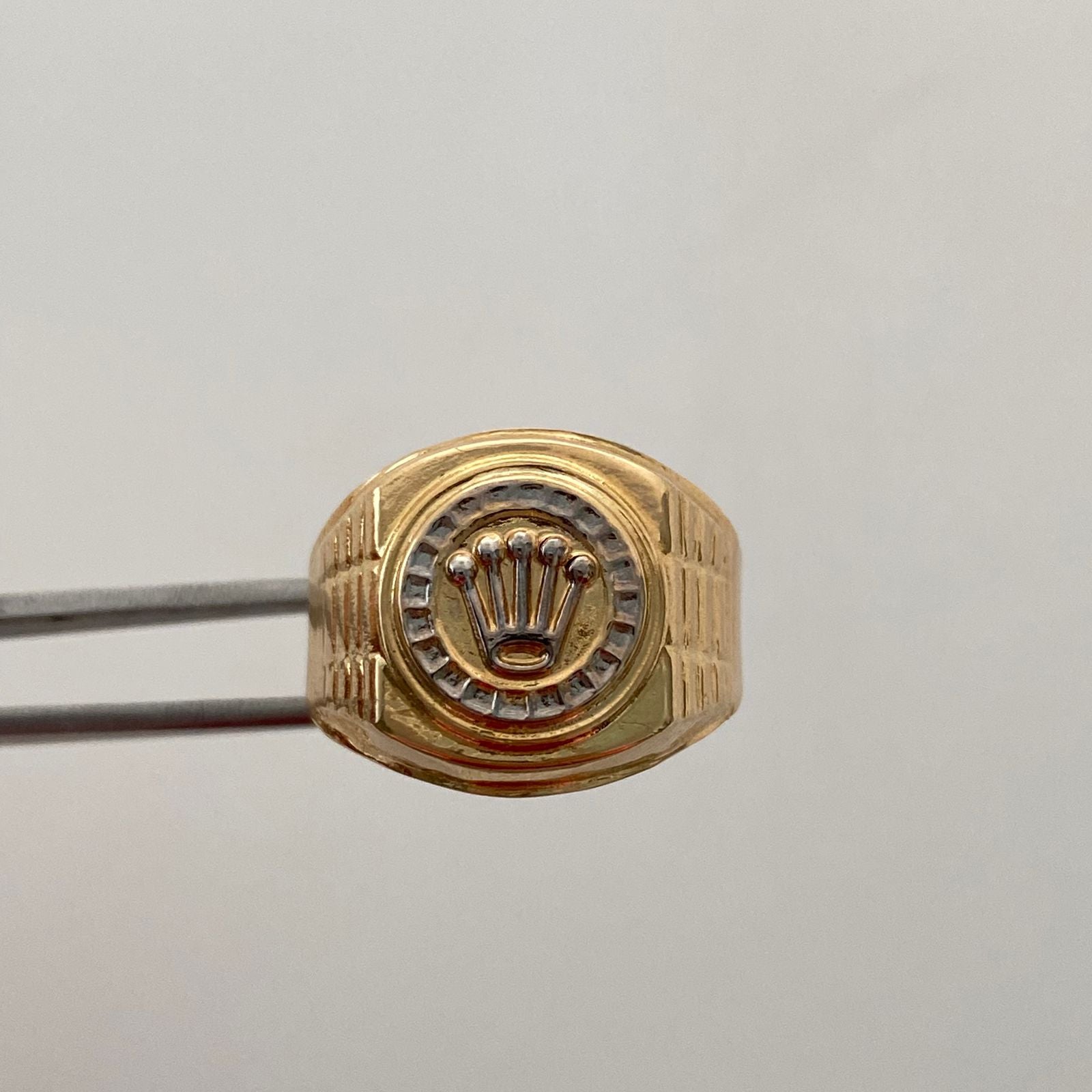 Anillo Troquel Corona Rx Oro amarillo y Oro blanco 18k / Talla 10 / 3,7 Gr / 4,7 mm