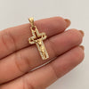 Dije cruz con cristo y circones blancos  Oro amarillo 18k 2,15 Gr / 13,3 mm / 3 Cm