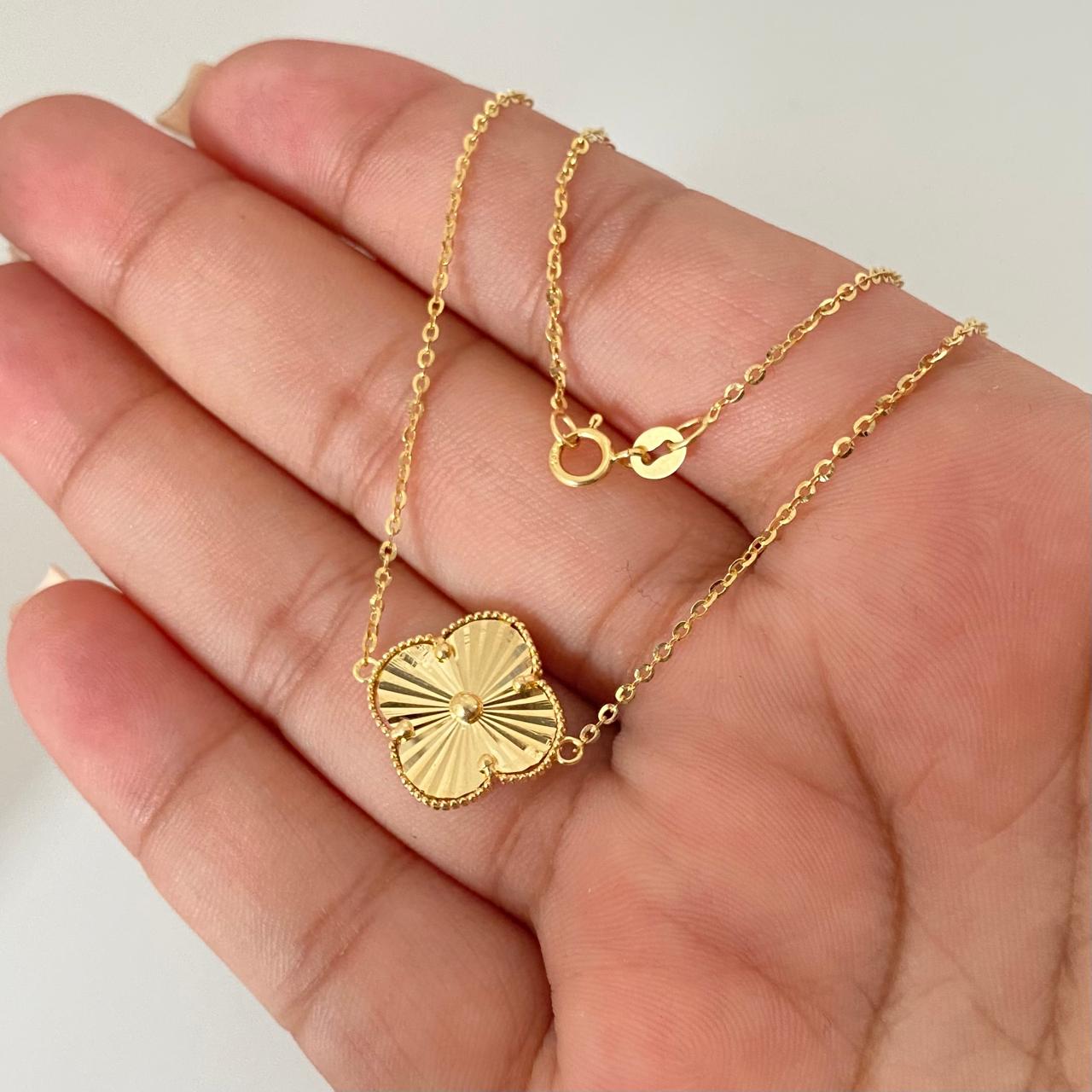 Cadena It trebol diamantado aro seguido Oro amarillo 18k +4 / 3,55 Gr / 18 mm / 51 Cm
