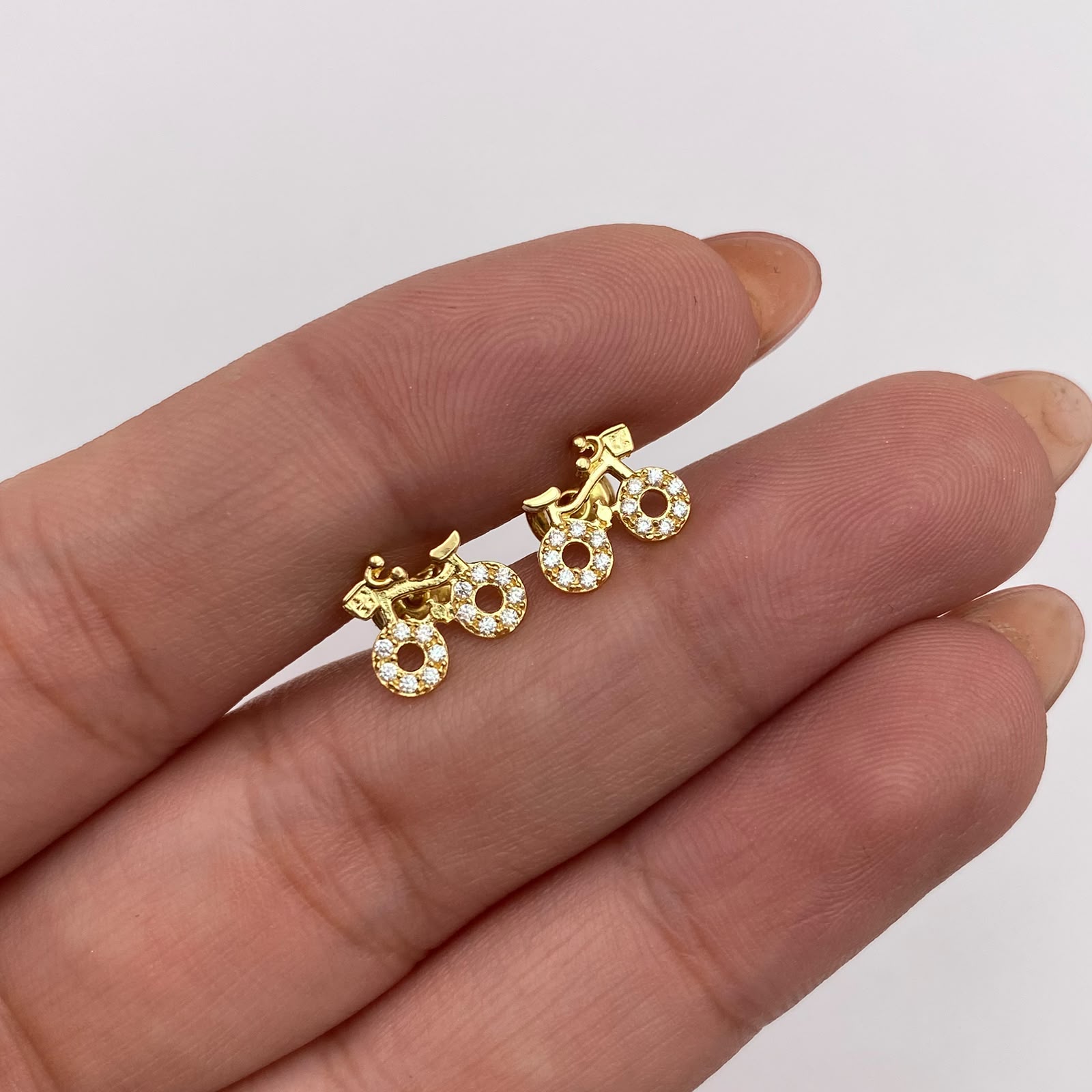Topos Bicicletas circones blancos Oro amarillo 18k 1,25 Gr / 9,6 mm