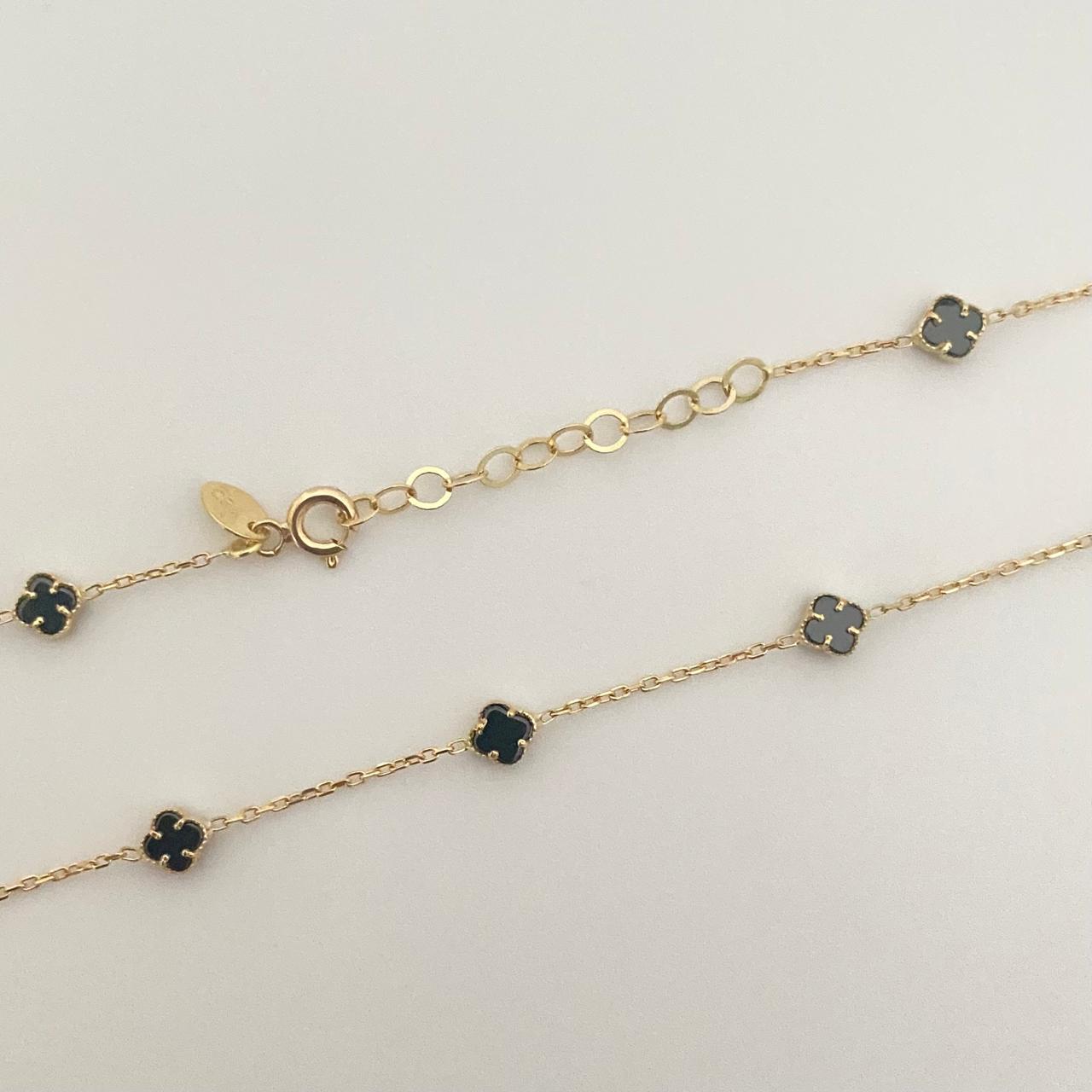 Pulso It trebol mini fondo negro Oro amarillo 18k +4 / 2,35 Gr / 4,6 mm / 19,5 Cm