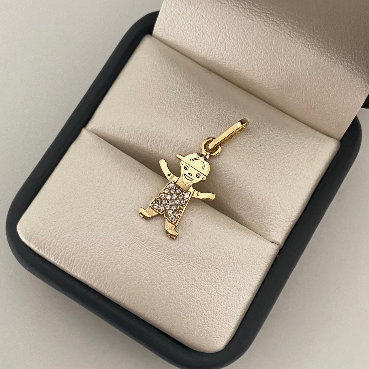 Dije niño centro circones blancos Oro amarillo 18k 1,95 Gr / 1,8 Cm