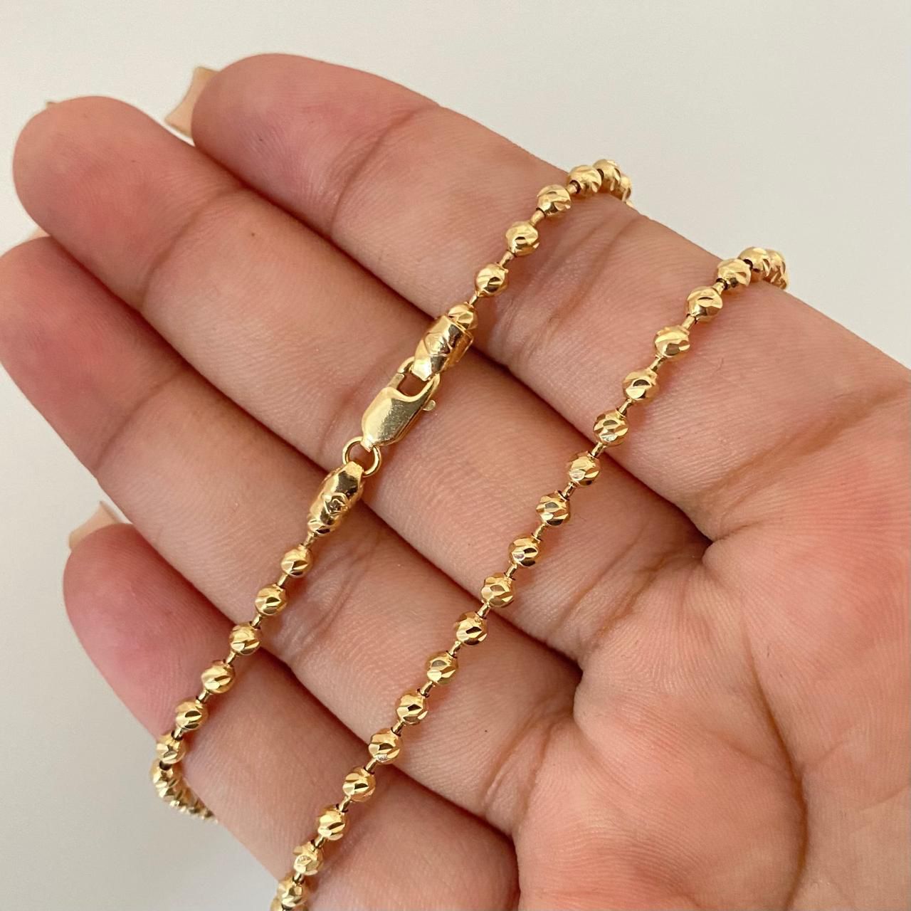 Cadena militar balin diamantado Oro amarillo 18k +2 / 17,55 Gr / 3,0 mm / 60 Cm Broche 0,60