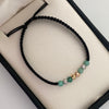 Pulsera tejida Bola Diamantada 4mm +Morrallas Tres oros 18k 0,55 Gr