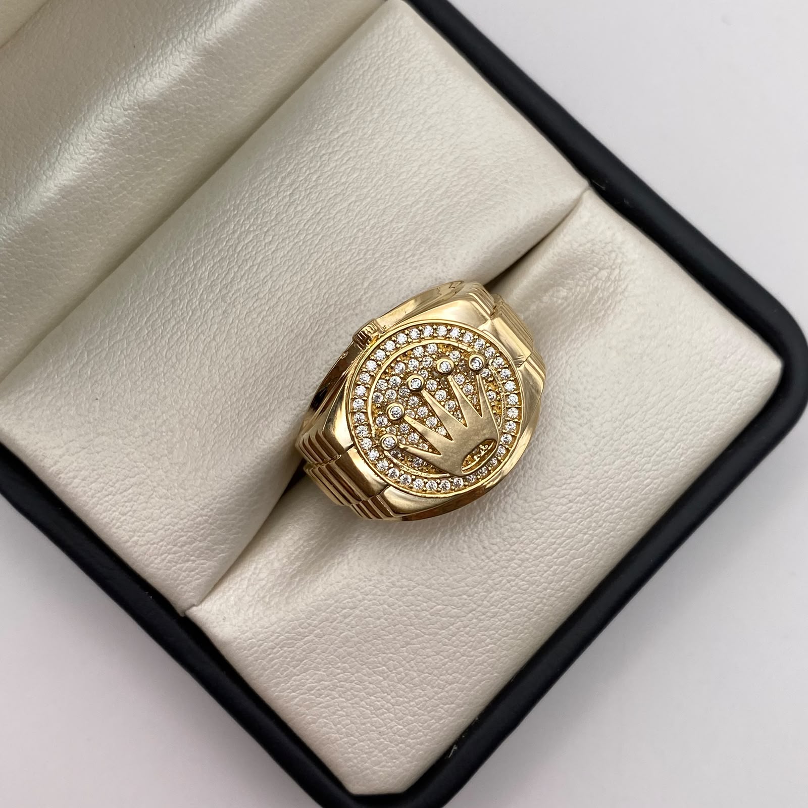 Anillo corona rx circones blancos Oro amarillo 18k / Talla 11 3/4 / 9,8 Gr / 8,66 mm