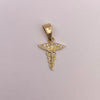 Dije Caduceo con alas y circones blancos Oro amarillo 18k 0,58 Gr / 12,55 mm / 2 Cm