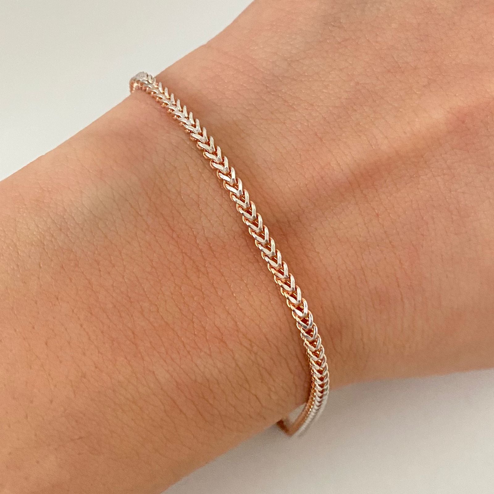 Pulso It franco Oro blanco y Oro rosa 18k +1 / 3,30 Gr / 2,3 mm / 20 Cm