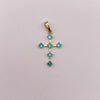 Dije cruz circones verde agua Oro amarillo 18k 1,35 Gr / 15,74 mm / 3 Cm