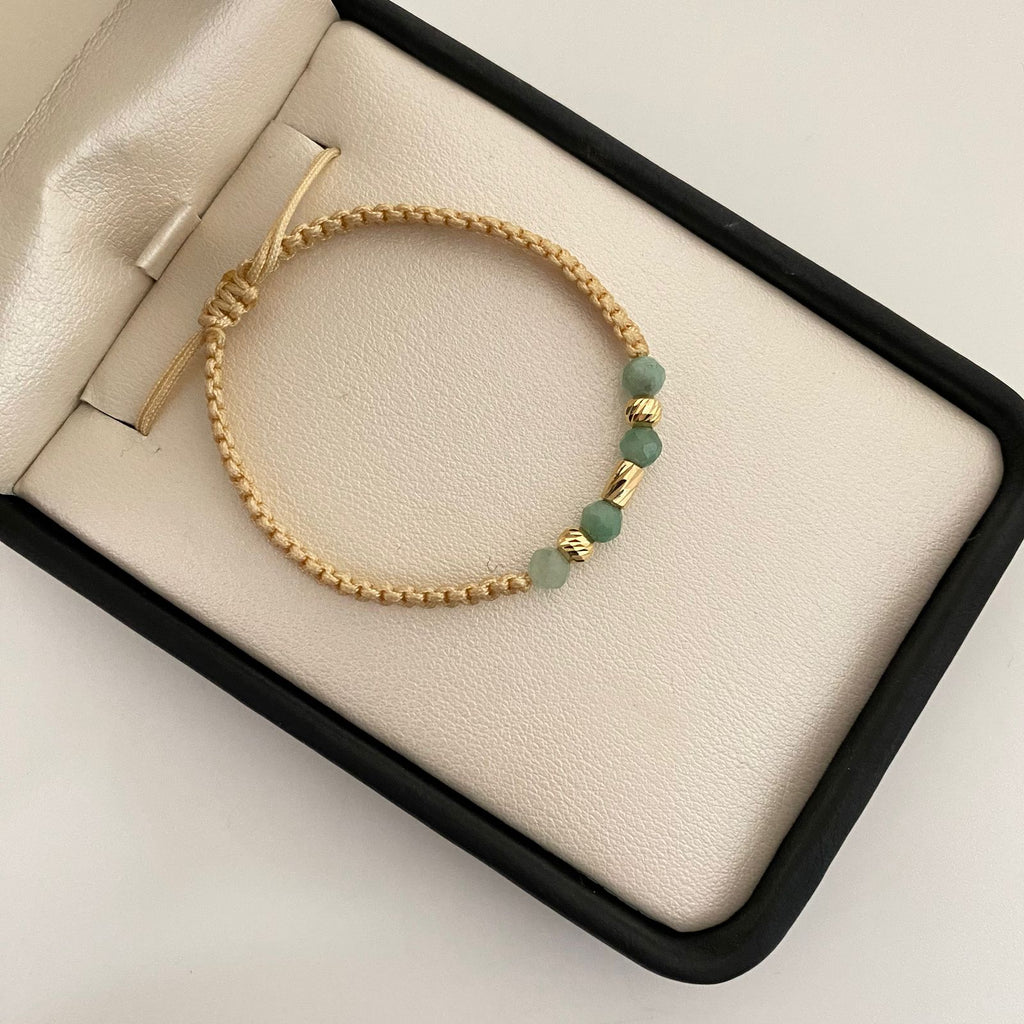 Pulsera tejida con bolas y cilindros y diamantados  Oro amarillo 18k 0,3 Gr