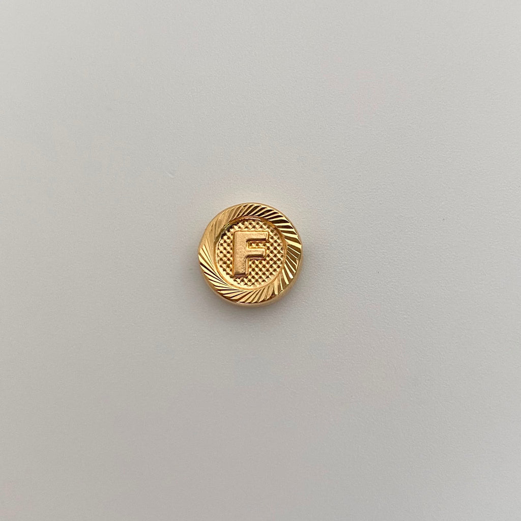 Herraje Letra F Diamantada Oro amarillo 18k 0,55 Gr / 1,1 Cm