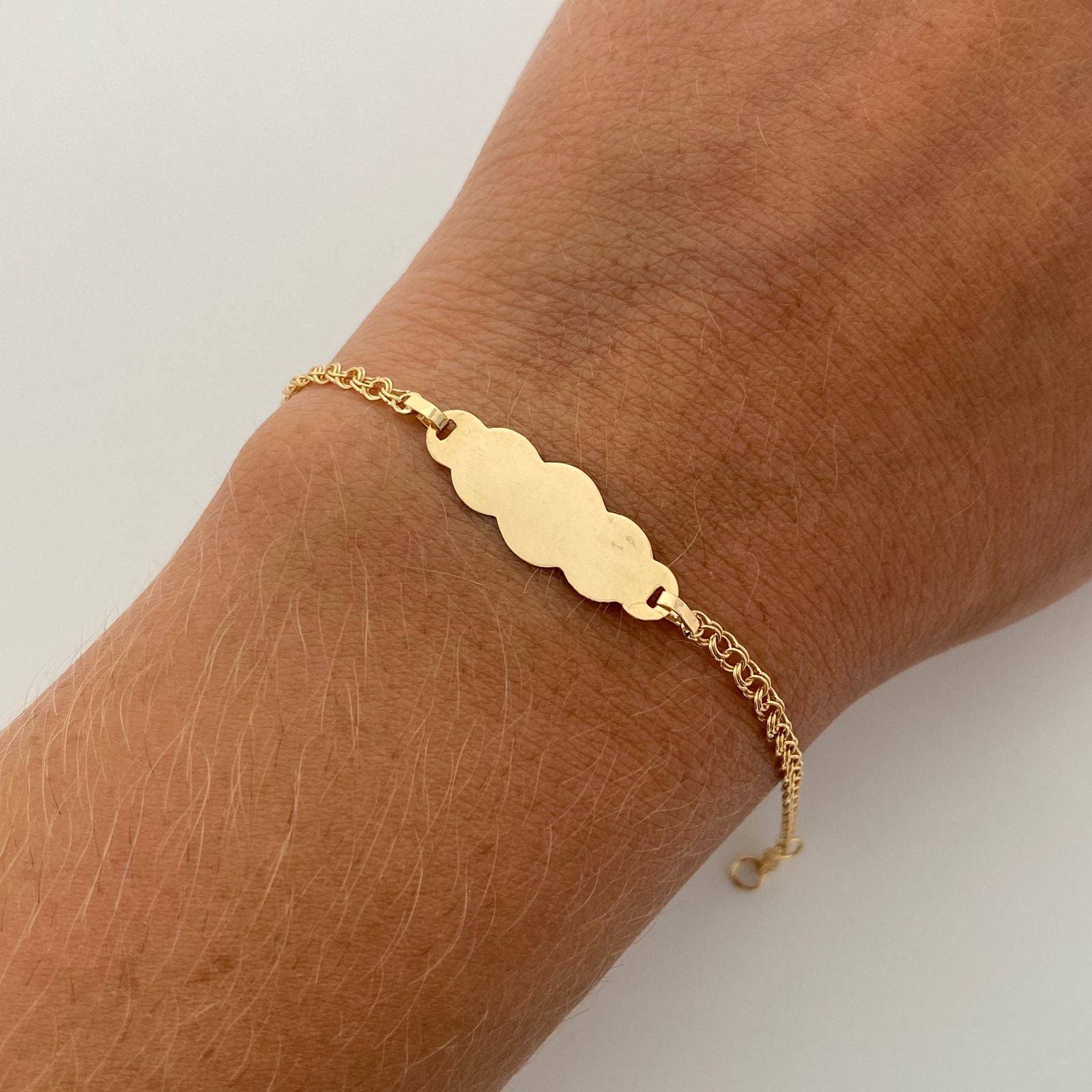 Pulso bebé Placa Nube Aro Oro amarillo 18k 1,40 Gr / 0,09 mm / 15 Cm Broche 0,15