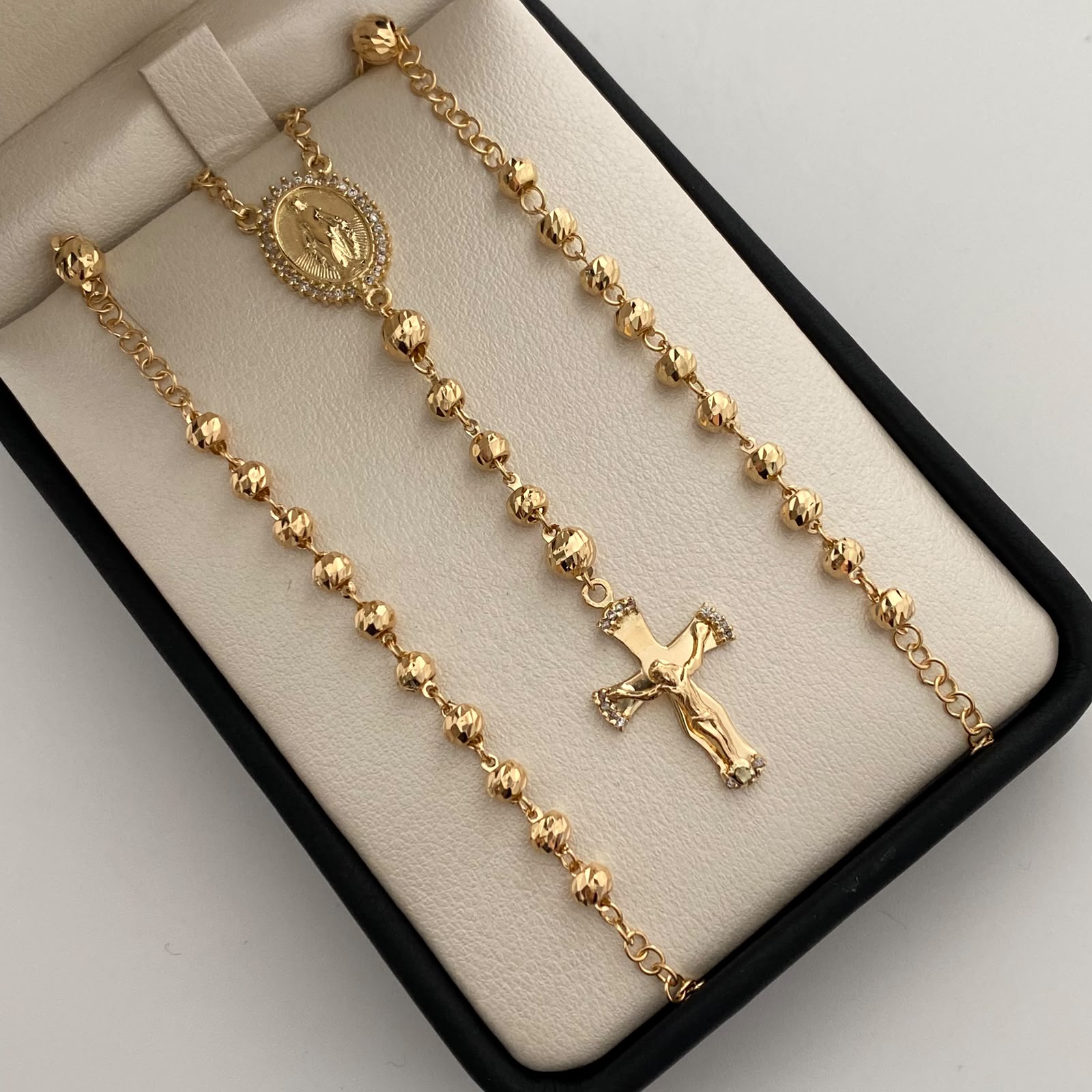 Rosario Virgen Milagrosa Casting Oro amarillo 18k 12,70 Gr / 4 mm / 50 Cm Broche 0,40