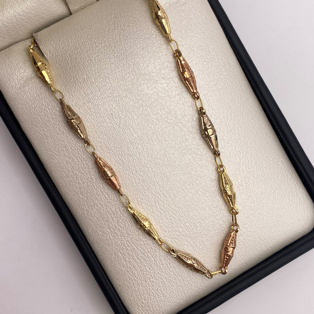 Cadena rustica dubai Tres oros 18k 7,60 Gr / 3,8 mm / 60 Cm Broche 0,40