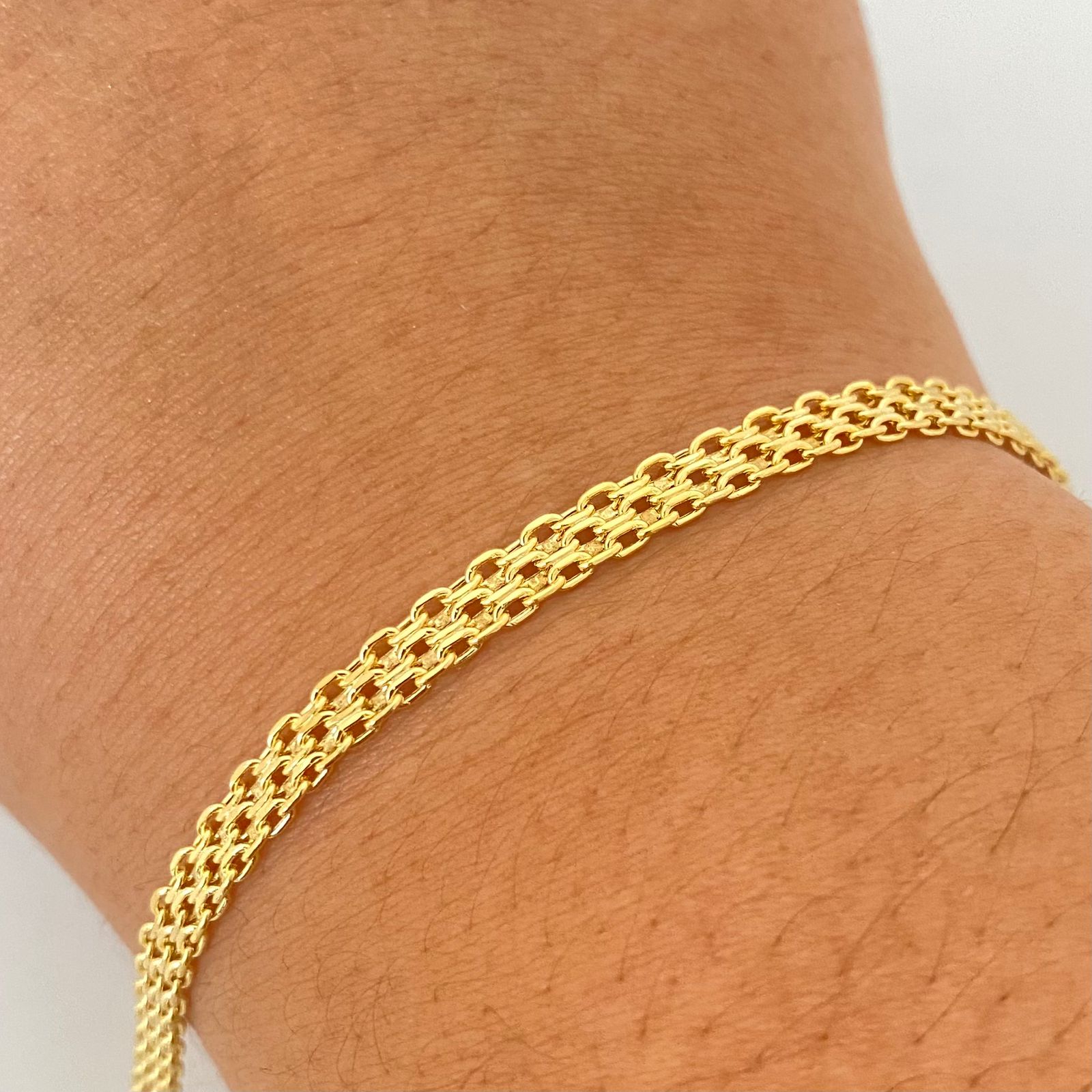 Pulso It chino doble carril Oro amarillo 18k +1 / 3,1 Gr / 4,1 mm / 19 Cm