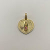 Dije Virgen de guadalupe corazon fondo diamantado Oro amarillo 18k 6,6 Gr / 24,6 mm / 3,4 Cm
