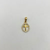 Dije  silueta cruz central circones blancos Oro amarillo 18k 0,7 Gr / 9,35 mm / 2 Cm