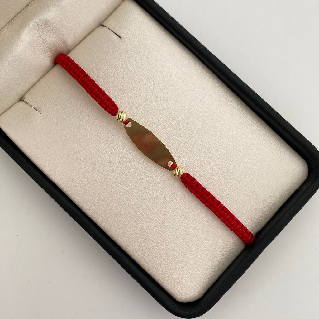 Pulsera tejida con placa ovalada y balines diamantados 4mm  Oro amarillo 18k 0,8 Gr