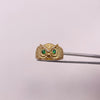 Anillo Buho circones verdes Oro amarillo 18k / Talla 10 1/2 / 7,65 Gr / 6,0 mm