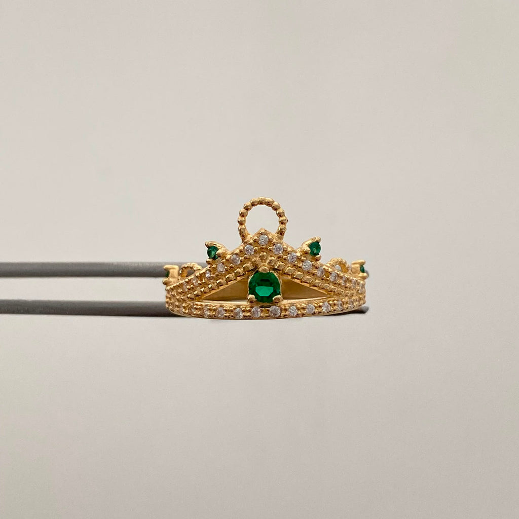 Anillo 15 Corona Casting Blanco Oro amarillo 18k / Talla 7 / 3,2 Gr
