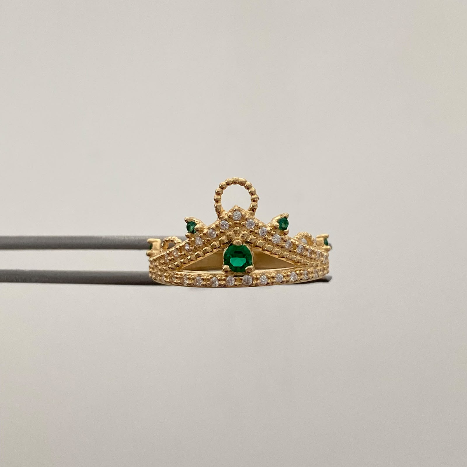 Anillo 15 Corona Casting Blanco Oro amarillo 18k / Talla 7 / 3,2 Gr