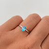 Anillo solitario con topacio  Oro blanco 18k / Talla 6 1/4 / 1,2 Gr