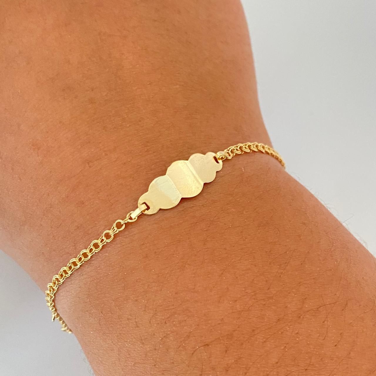 Pulso bebé aro seguido placa nube Oro amarillo 18k 1,50 Gr / 15,7 Cm  Broche 0,15
