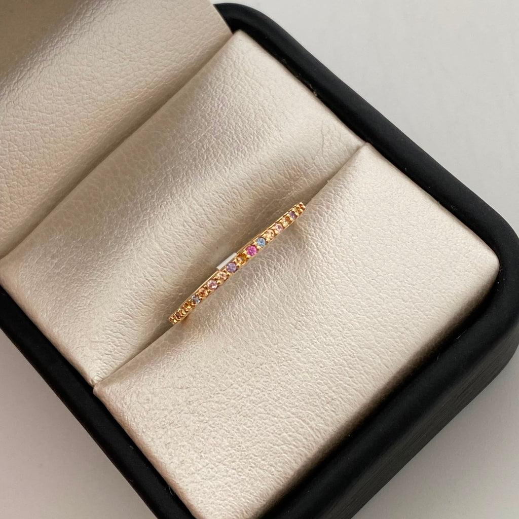 Anillo Churumbela Multicolor Oro amarillo 18k / Talla 6 1/2 / 0,95 Gr / 1,3 mm