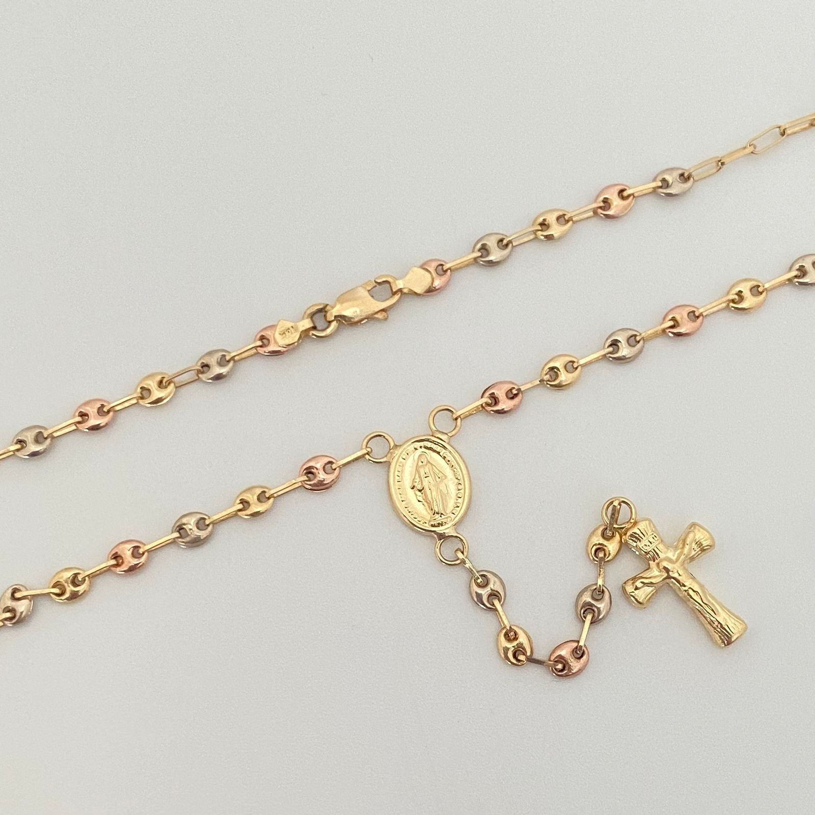 Rosario gc virgen milagrosa Tres oros 18k 6,45 Gr / 3,3 mm / 51 Cm Broche 0,40