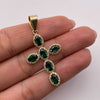 Dije Cruz circones verdes Oro amarillo 18k 3,44 Gr / 22,9 mm / 4,5 Cm
