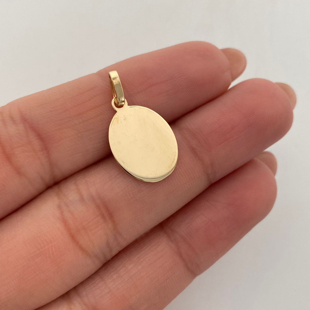 Dije Placa Ovalada Oro amarillo 18k 0,85 Gr / 12,0 mm / 2,2 Cm