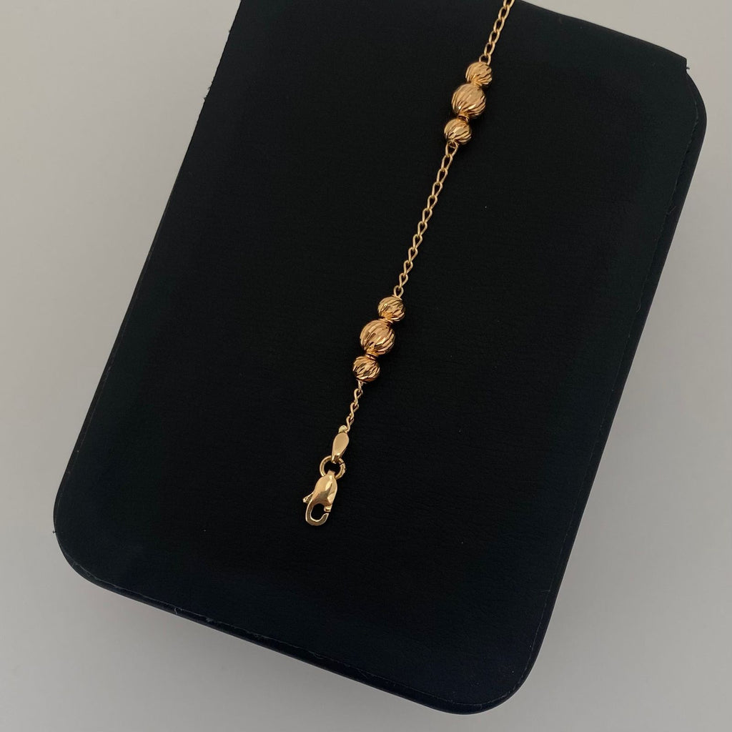 Pulso balines diamantados  Oro amarillo 18k 3,35 Gr / 1,3 mm / 19,5 Cm Broche 0,40