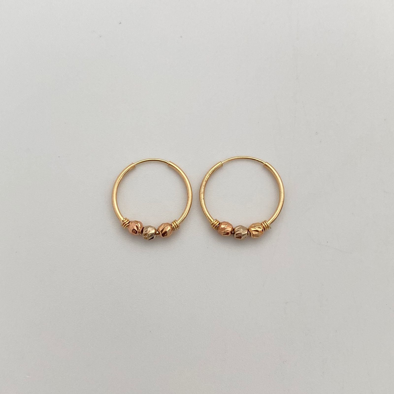 Candonga Imperdibles balines 3mm Tres oros 18k 1,1 Gr / 1,5 Cm